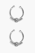 Boohoo Rose Diamante Septum Ring- 2pack