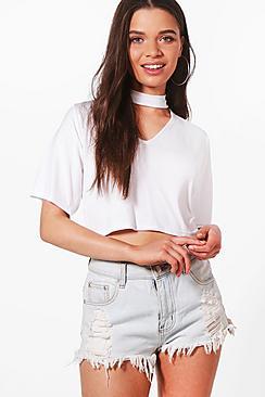 Boohoo Lexi Choker Neck Crop Top