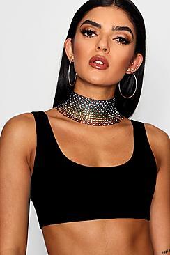 Boohoo Abbie Statement Rainbow Diamante Choker
