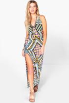 Boohoo Riya Geo Print Column Maxi Dress Multi