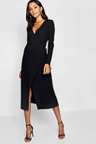 Boohoo Tall Rib Wrap Jersey Dress