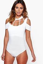 Boohoo Skye Choker Neck Strap Cage Front Body
