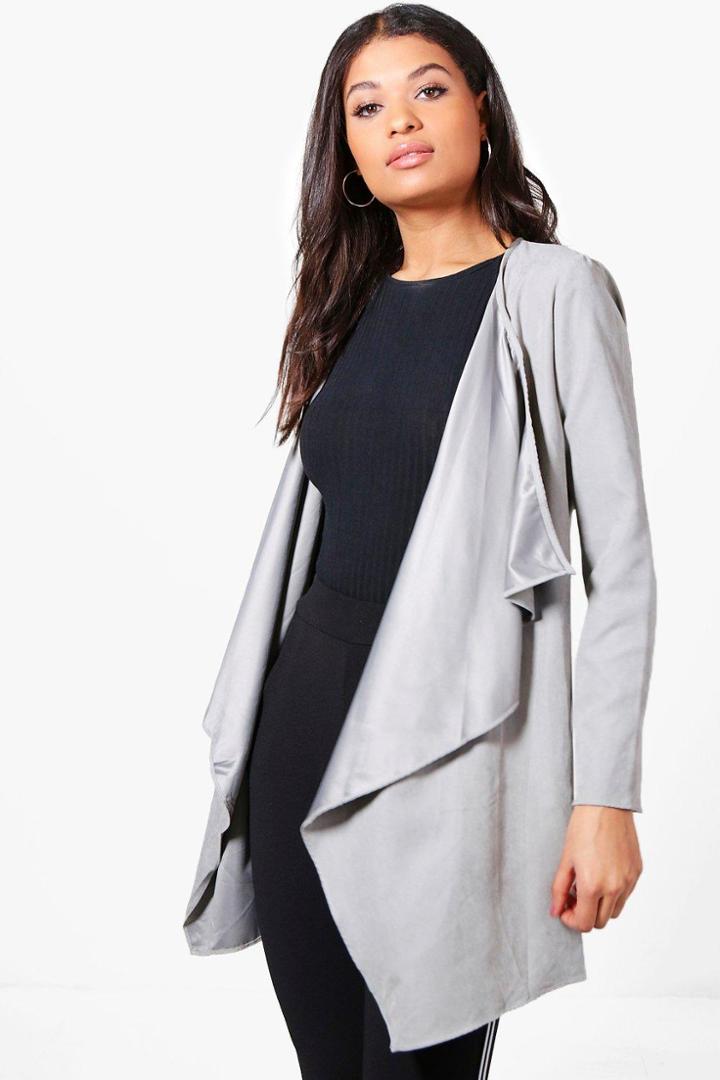 Boohoo Maria Waterfall Utility Jacket Grey