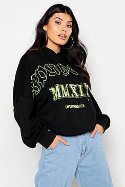 Boohoo Neon Slogan Oversized Hoodie