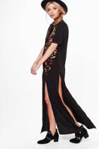 Boohoo Grace Boutique Full Embroidered Maxi Shirt Black