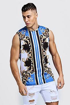 Boohoo Baroque Stripe Print Loose Fit Tank