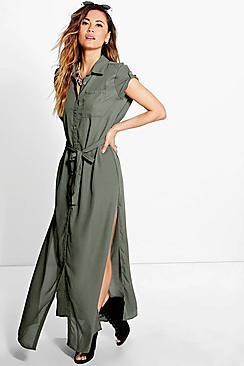 Boohoo Carraine Maxi Shirt Dress