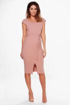 Boohoo Nicola Belted Slit Front Dress Rose