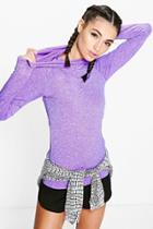 Boohoo Maya Fit Seamless Running Hoody Purple
