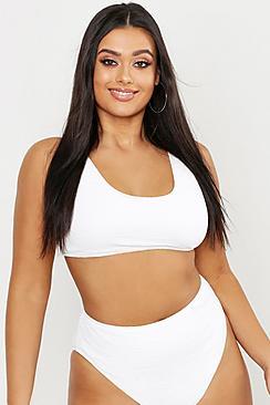 Boohoo Plus Mix & Match Textured Crop Bikini Top