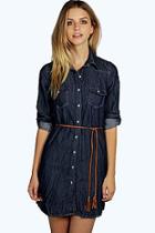 Boohoo Jasmine Denim Button Through Dress