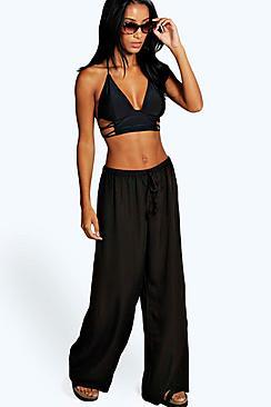 Boohoo Lacey Wide Leg Beach Trousers