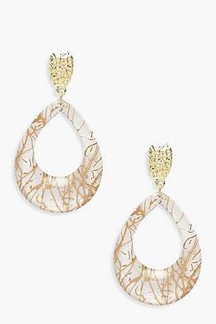 Boohoo Gold Speck Resin Teardrop Earrings