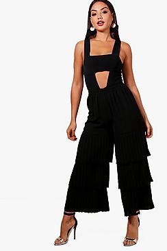 Boohoo Freya Pleated Tiered Woven Culottes