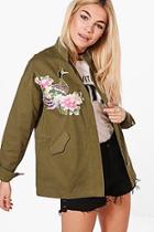 Boohoo Lucy Boutique Floral Embroidered Utility Jacket