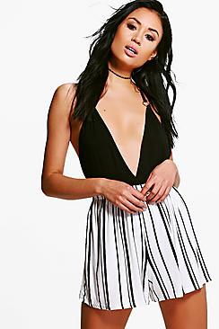 Boohoo Hannah Striped Jersey Shorts