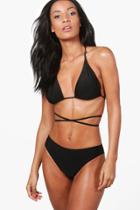 Boohoo Barcelona Triangle Criss Cross Tie Bikini Black