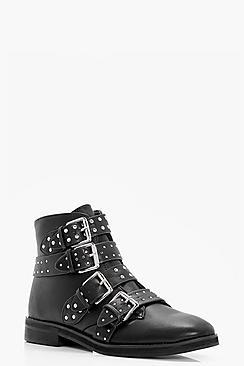Boohoo Sara Studded Strap Ankle Boot