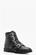 Boohoo Sara Studded Strap Ankle Boot