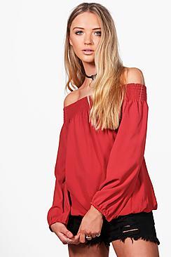 Boohoo Millie Woven Off The Shoulder Top