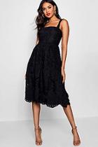 Boohoo El Embroidered Square Neck Midi Skater Dress