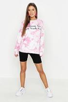 Boohoo Petite Tie Dye Madison Ave Oversized Sweat