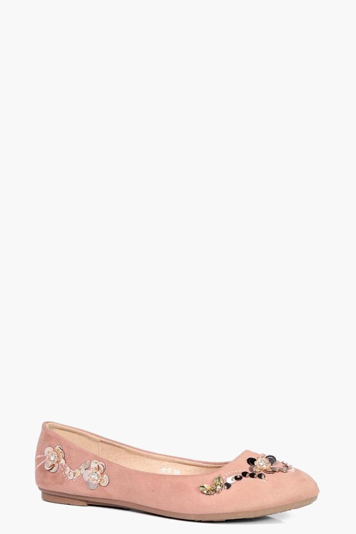 Boohoo Sophia Embellished Basic Ballet Pink