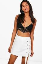 Boohoo Leanne Large Eyelet Lace Up Skort