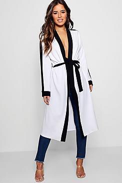 Boohoo Petite Contrast Detail Duster