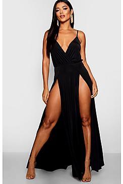 Boohoo Split Skirt Wrap Front Maxi Dress