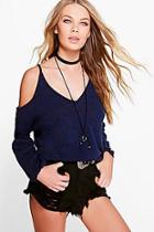 Boohoo Anna Cold Shoulder Bell Sleeve Tunic
