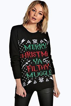 Boohoo Erin Ya Filthy Muggle Christmas Jumper