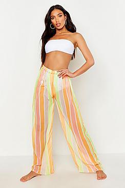 Boohoo Neon Stripe Beach Trousers
