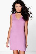 Boohoo Immie Basic V Neck Shift Dress