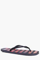 Boohoo Palm Print Stripe Flip Flops