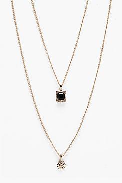 Boohoo Double Pendant Layer Necklace