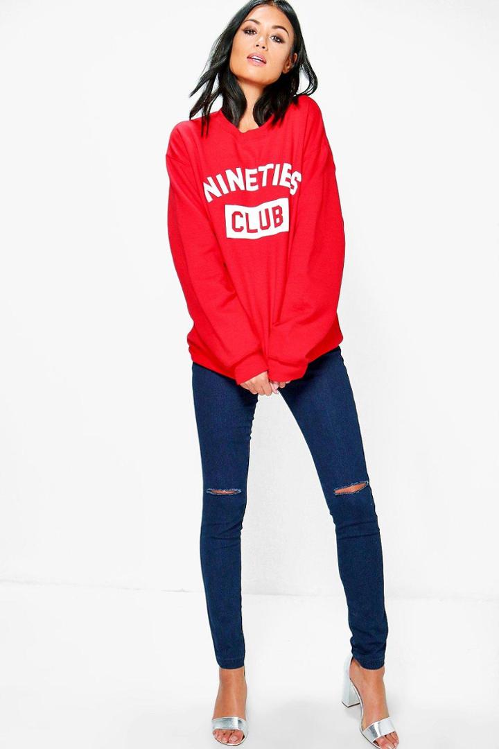 Boohoo Lara Knee Rip Tube Jeans Indigo