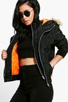 Boohoo Petite Megan Double Layer Ma1 Bomber Jacket Black