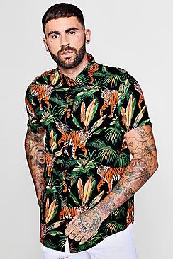 Boohoo Tiger Print Short Sleeve Shirt