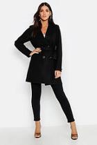 Boohoo Double Breasted Belted Wool Look Coat
