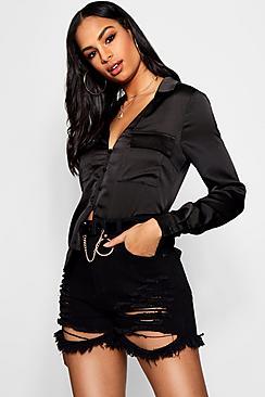 Boohoo Tara Utility Pocket Safari Shirt