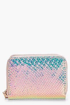 Boohoo Holographic Faux Snake Purse