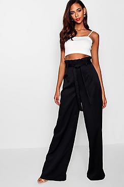 Boohoo Tall Becky Paperbag Waist Trousers