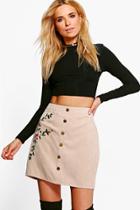 Boohoo Inez Chunky Cord Embroidered Side Skirt Sand