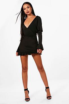 Boohoo Crepe Frill Hem Skirt
