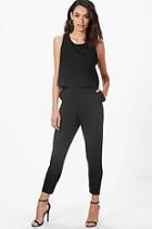 Boohoo Rebecca Frill Pocket Tapered Woven Tailored Trouser