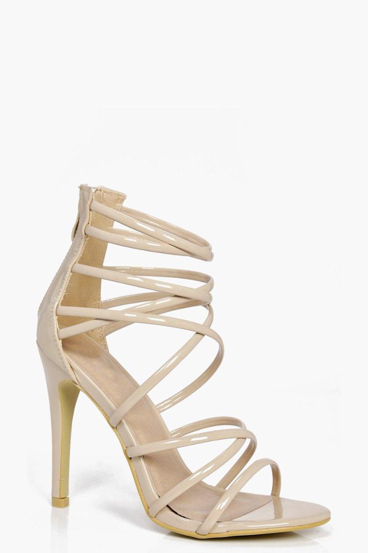 Boohoo Maisy Cross Strap Heels Nude