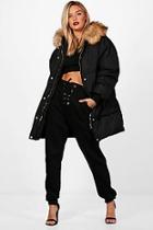 Boohoo Boutique Padded Coat With Faux Fur Trim