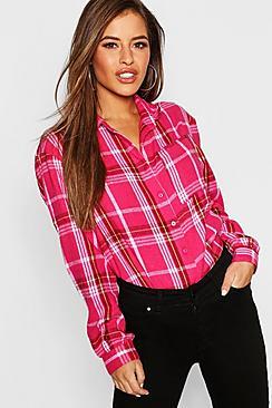 Boohoo Petite Oversized Check Shirt