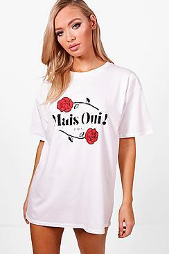 Boohoo Holly Mais Oui Sleep Tee